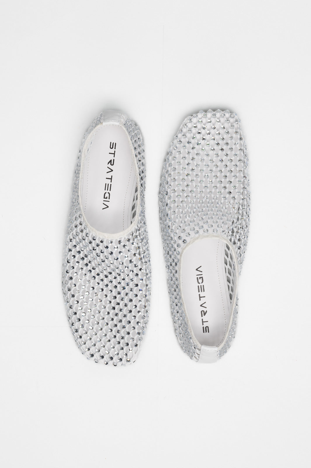 Squared Flat Bijoux | Pearl White Crystal Mesh