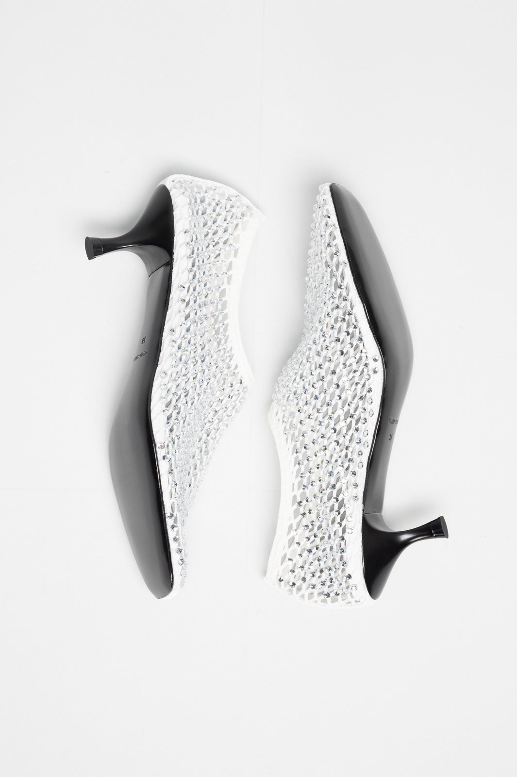Squared Pump Jewels | Pearl White Crystal Mesh