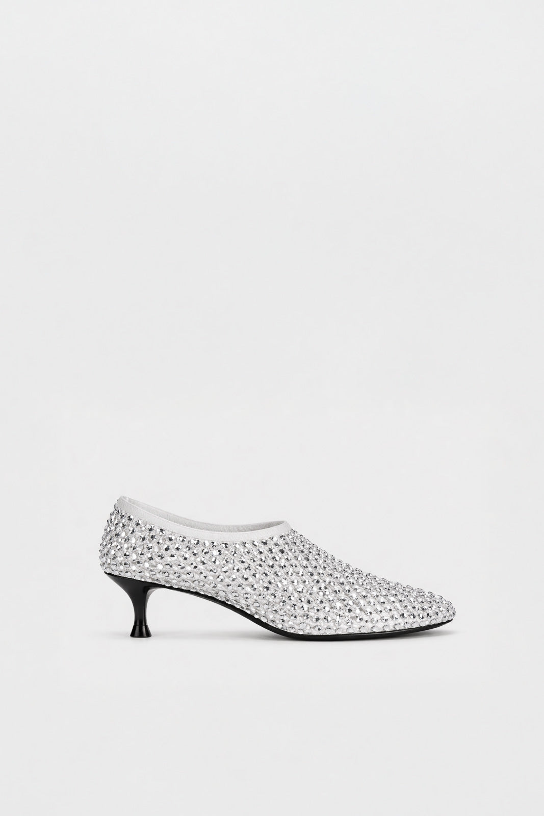 Squared Pump Jewels | Pearl White Crystal Mesh