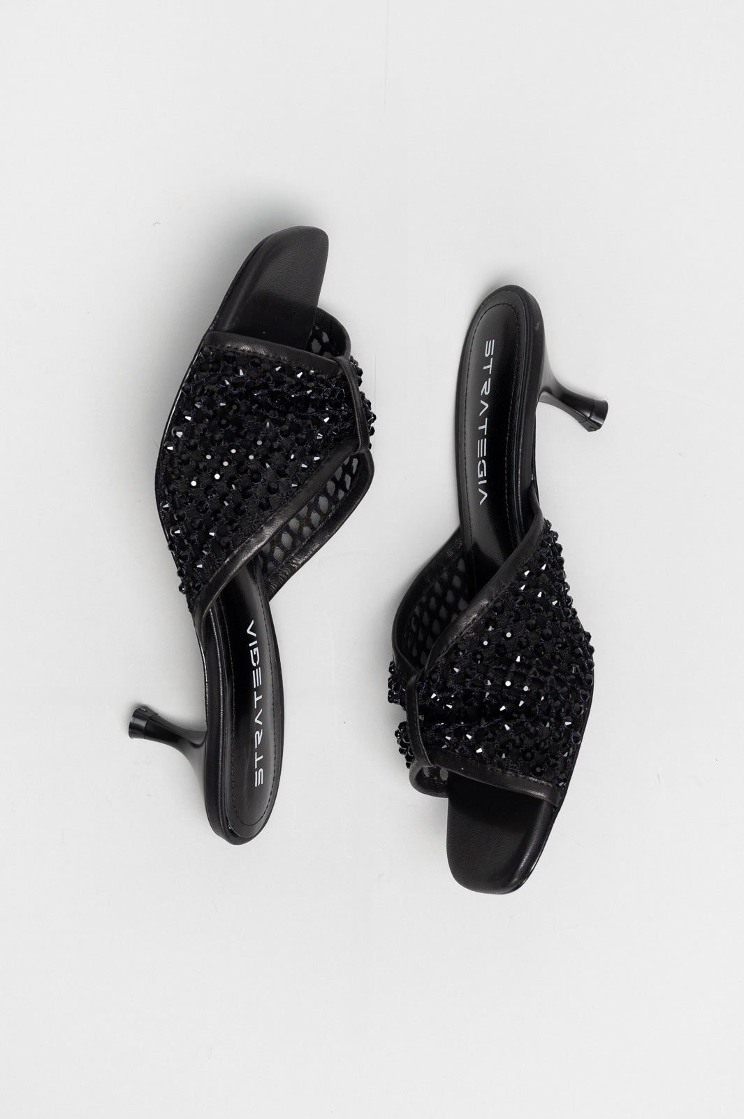 Heeled Sandal Gems | Midnight Black Crystal Mesh