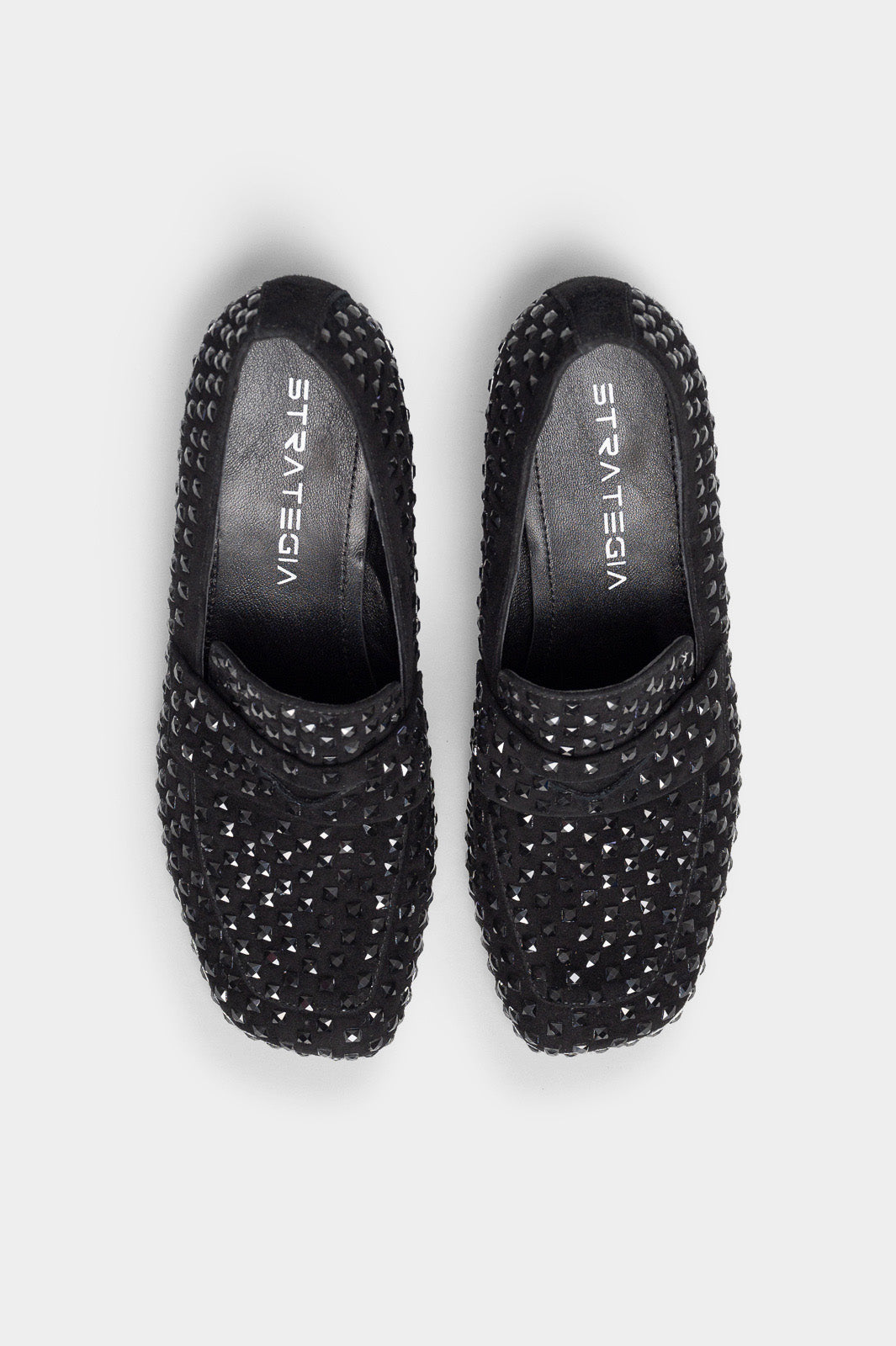 Heeled Loafer Pump Davia | Black Crystals & Suede