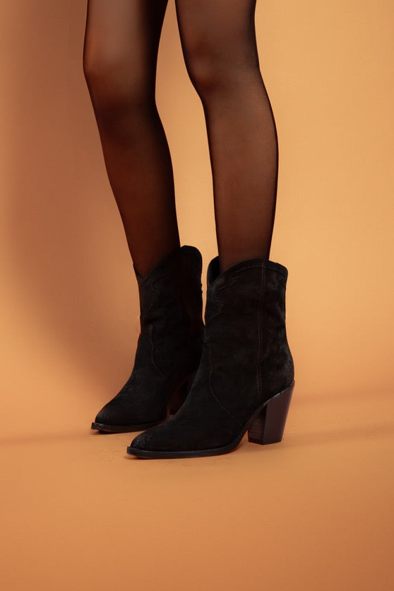 Western Boot Leonora | Black Suede
