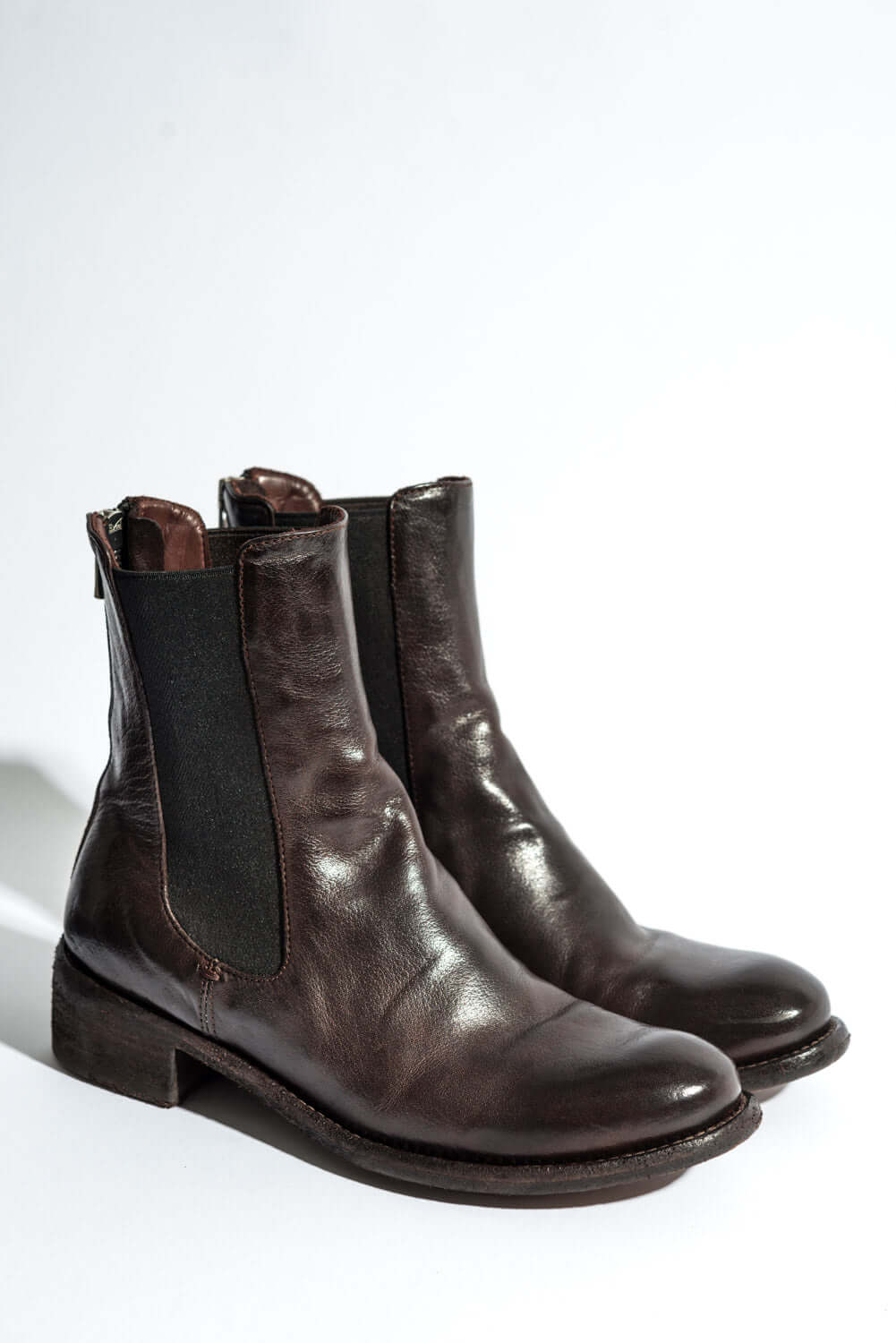Zipper Boot Lison | Brown Washed Buffalo Leather