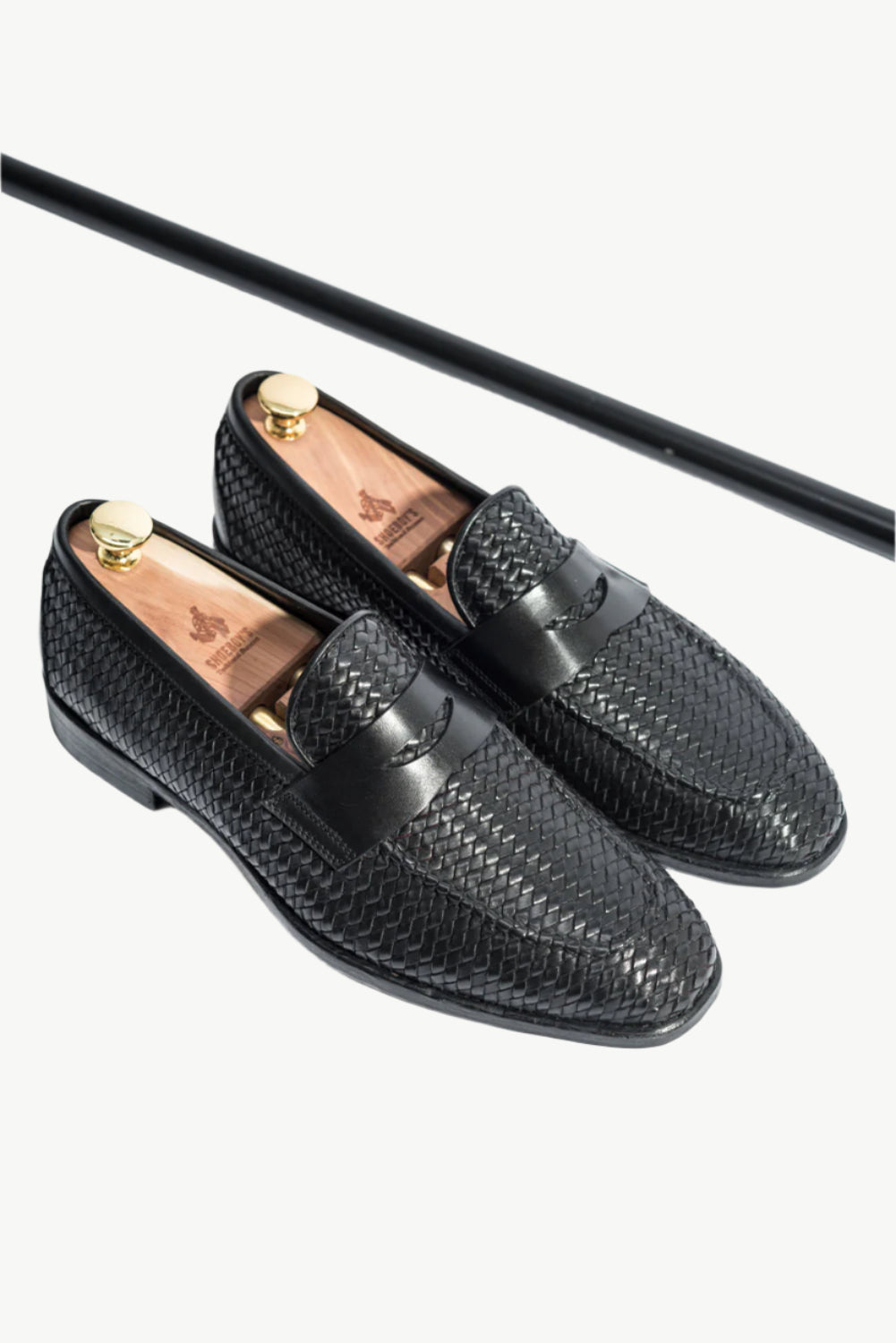 Men's Braided Penny Loafer | Black Calf Leather