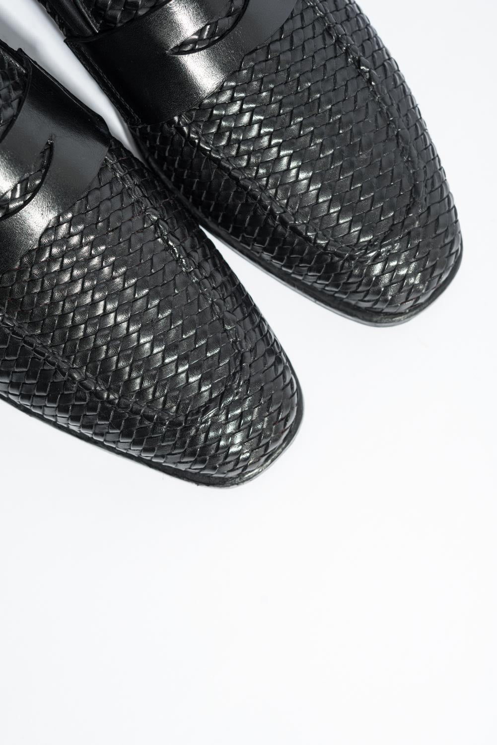 Men's Braided Penny Loafer | Black Calf Leather