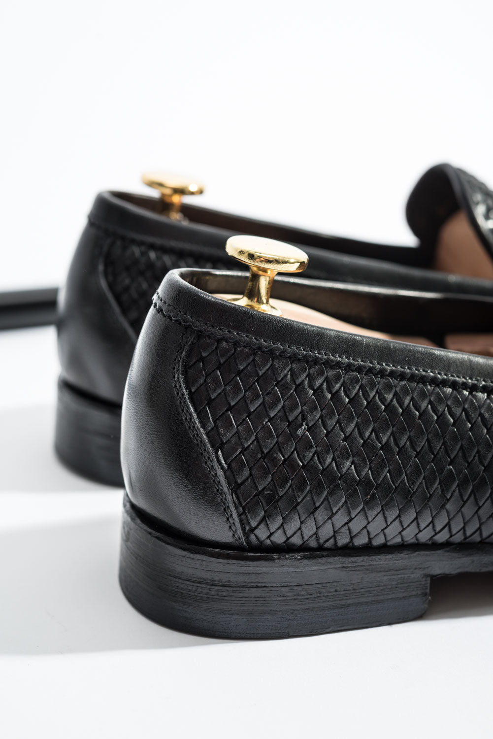 Men's Braided Penny Loafer | Black Calf Leather