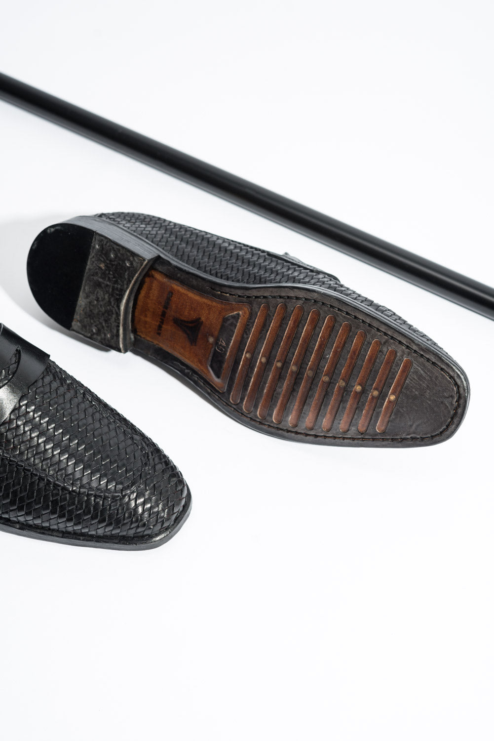 Men's Braided Penny Loafer | Black Calf Leather