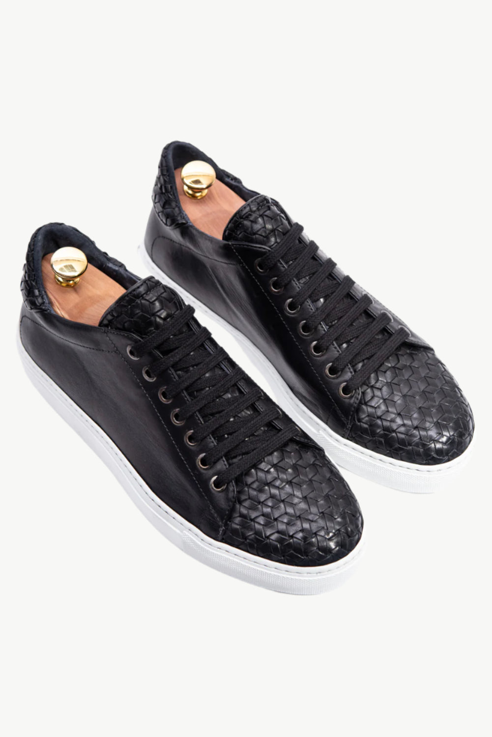 Men's Braided Sneaker | Black Calf Leather
