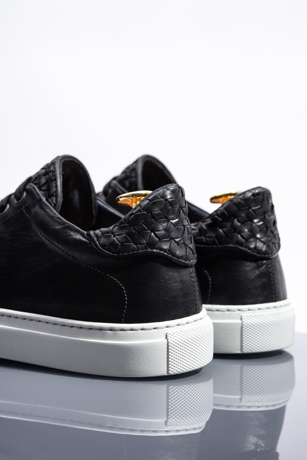 Men's Braided Sneaker | Black Calf Leather