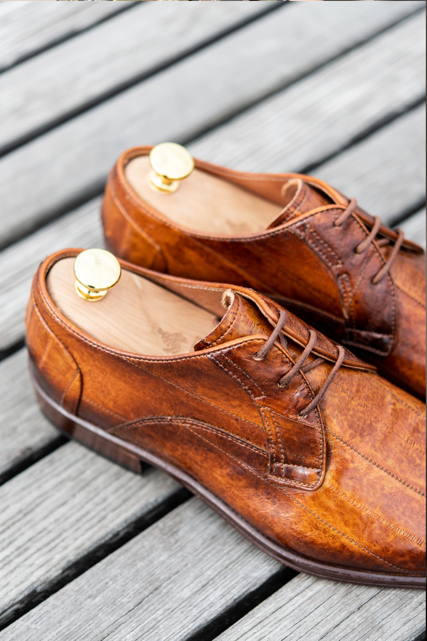 Men's Dress Derby | Cognac Fade Eel Leather