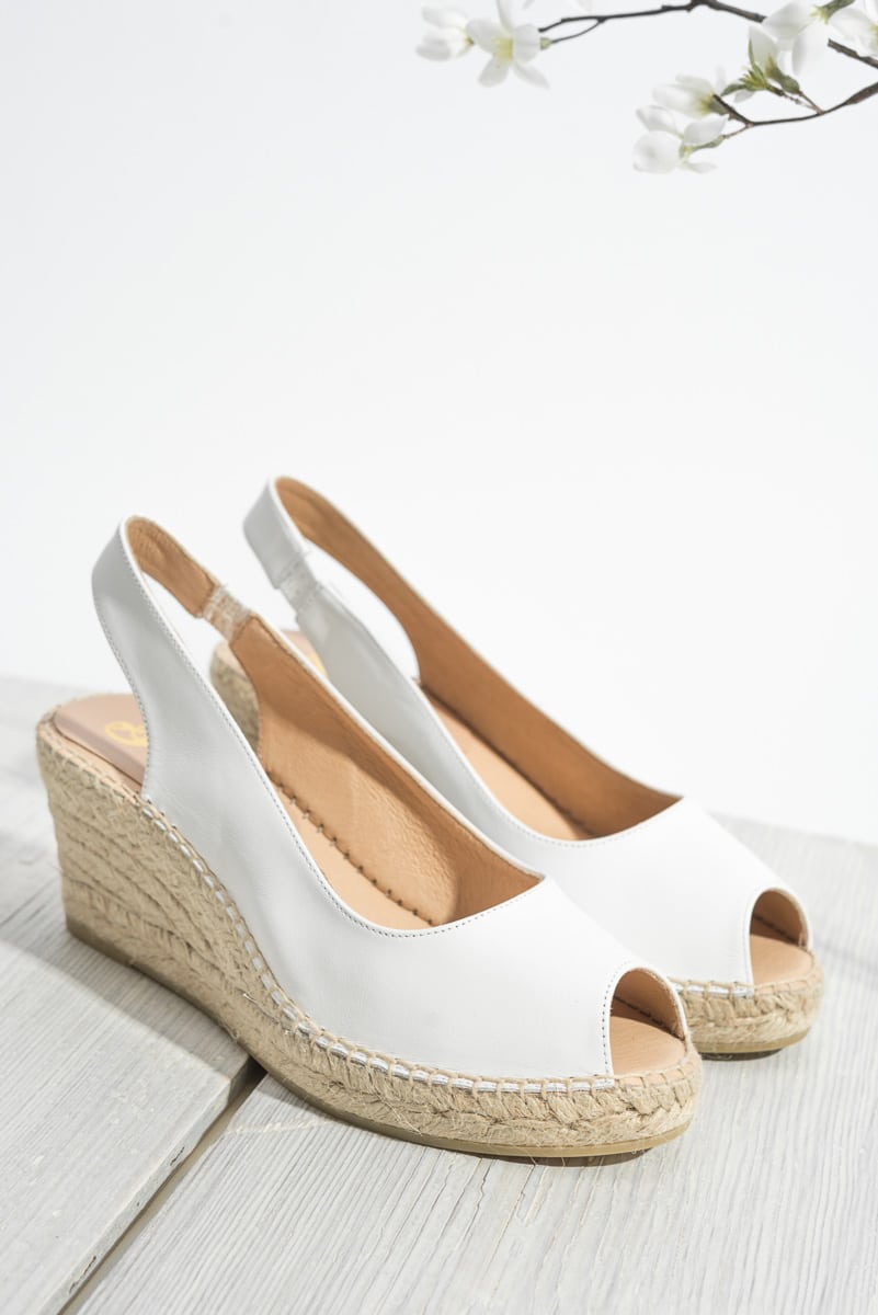Espadrille Wedge Palamos | White Nappa Leather
