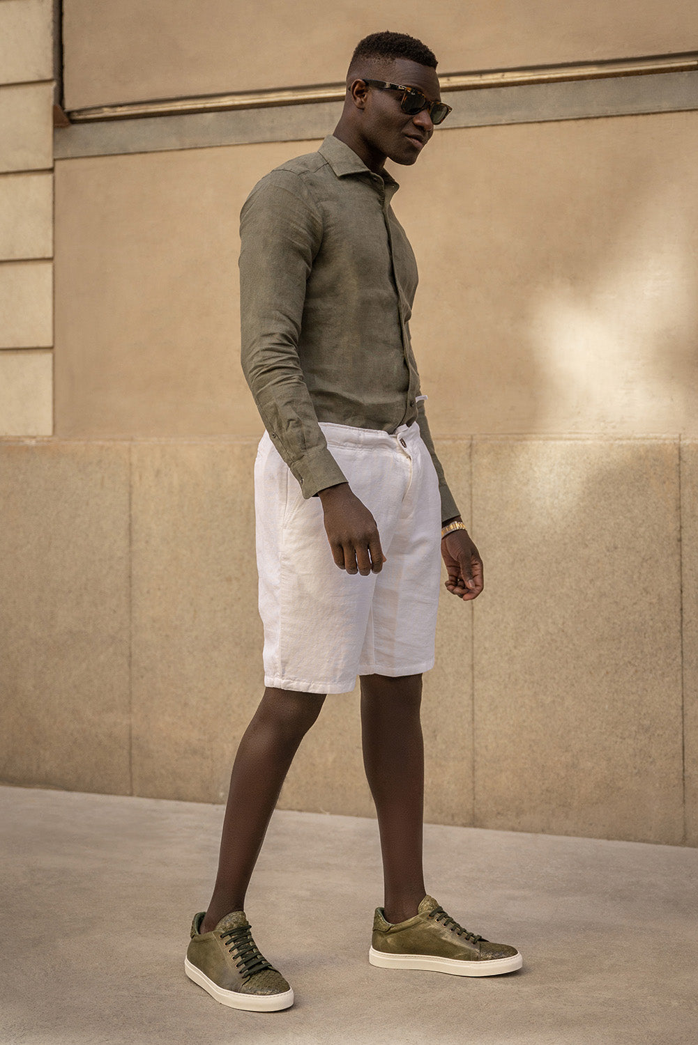Men's Braided Sneaker | Olive Calf Leather