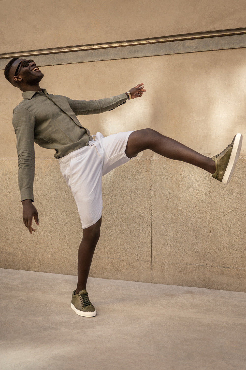 Men's Braided Sneaker | Olive Calf Leather