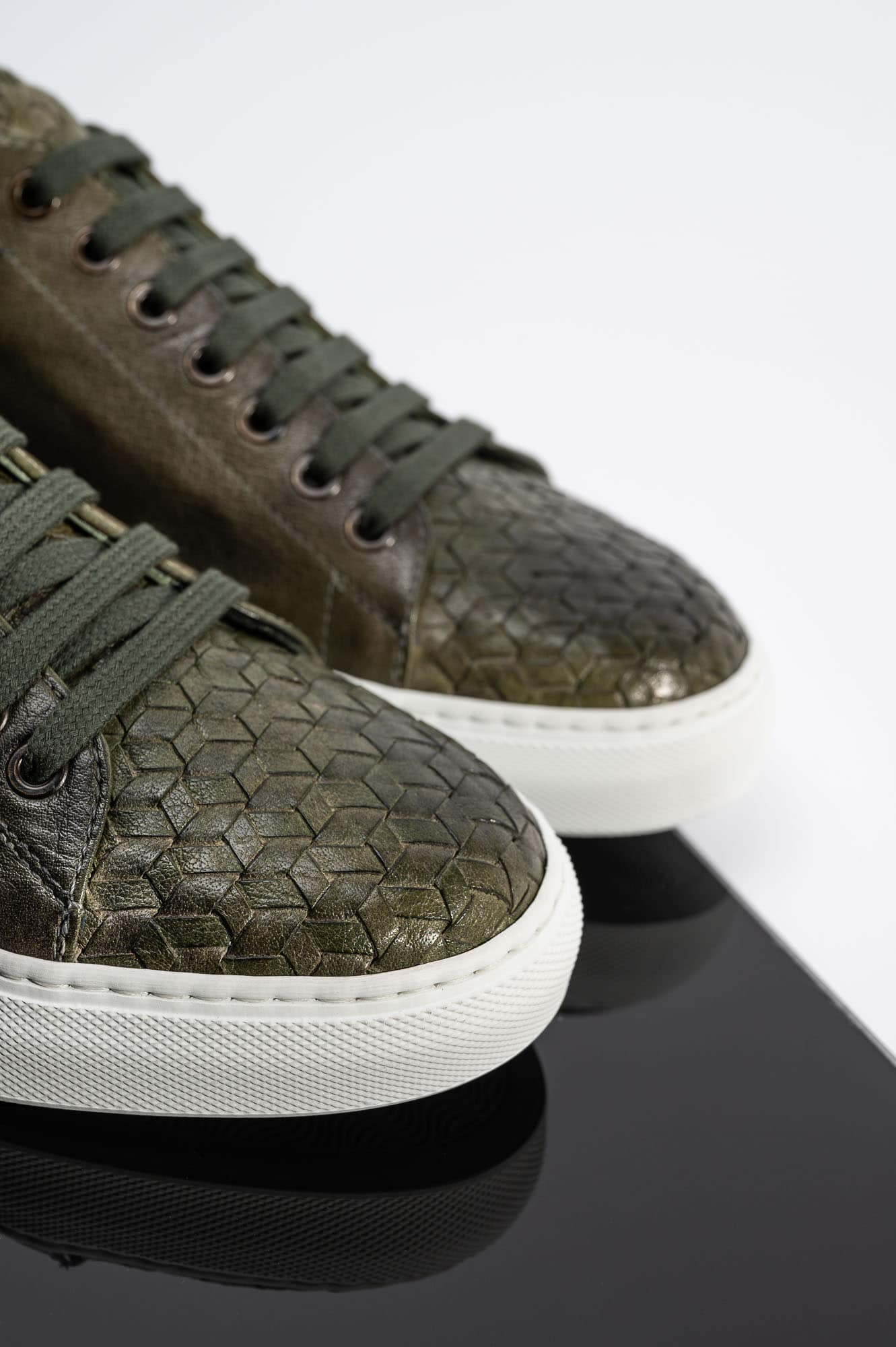 Men's Braided Sneaker | Olive Calf Leather