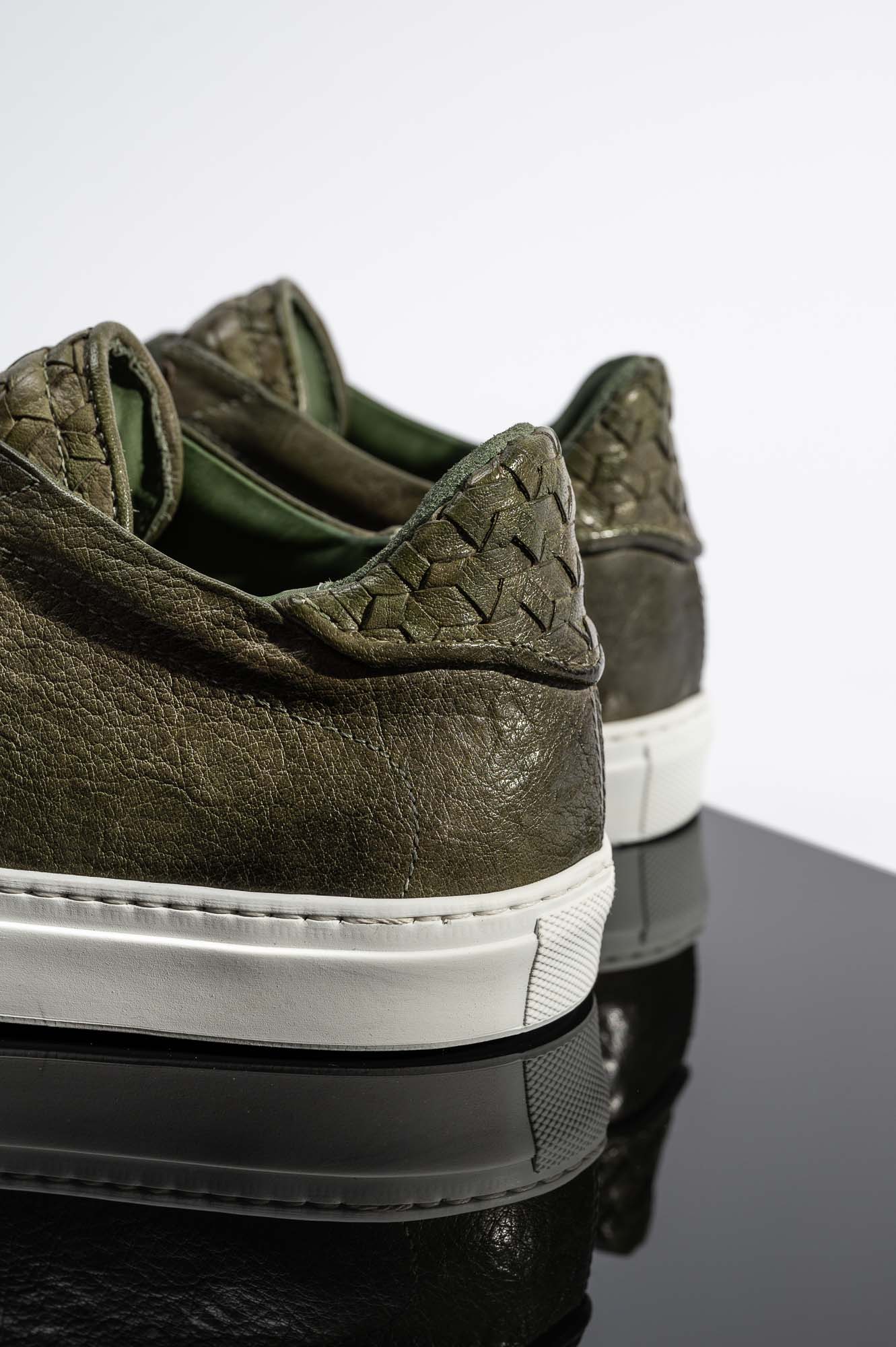 Men's Braided Sneaker | Olive Calf Leather