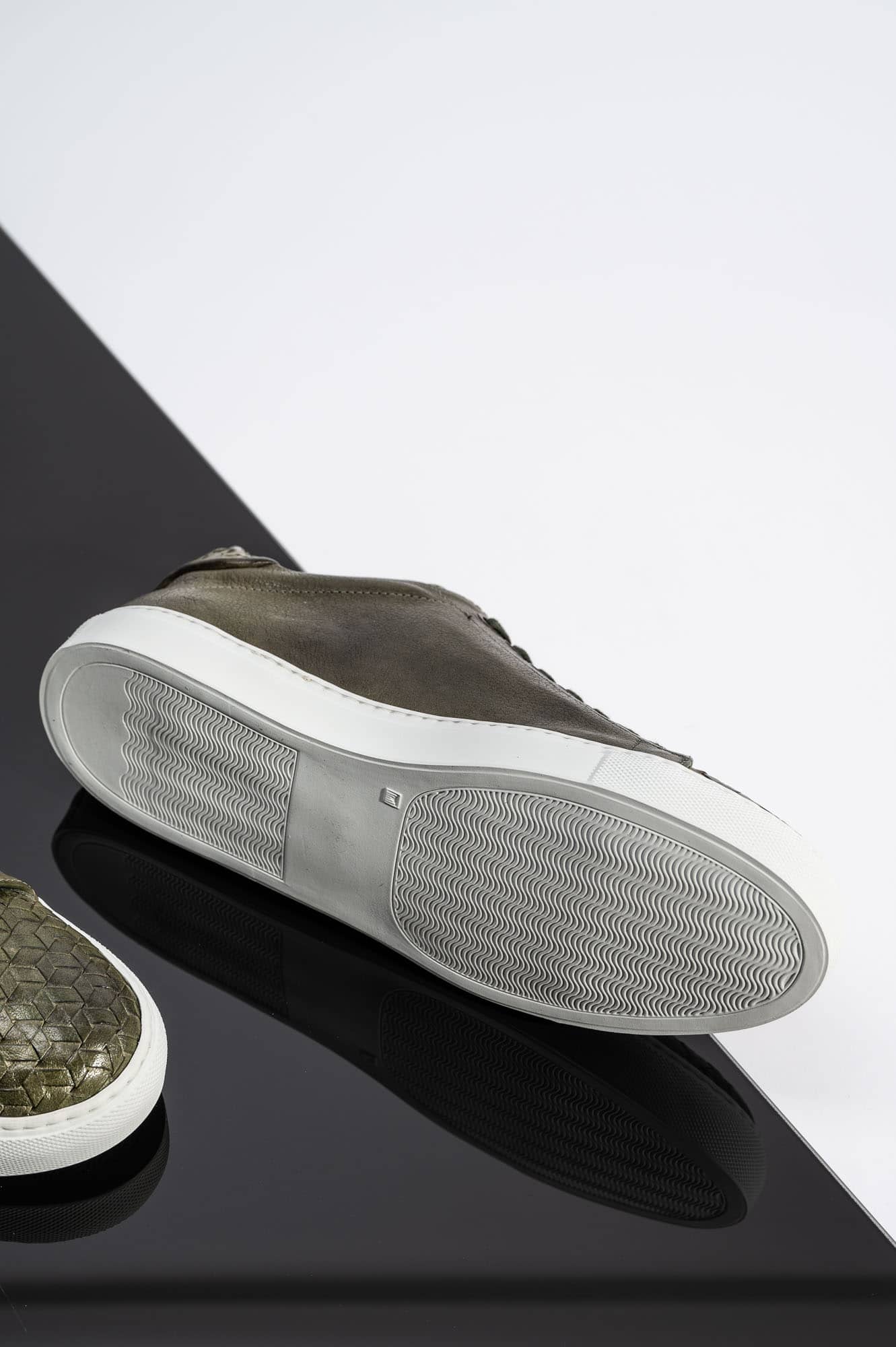 Men's Braided Sneaker | Olive Calf Leather