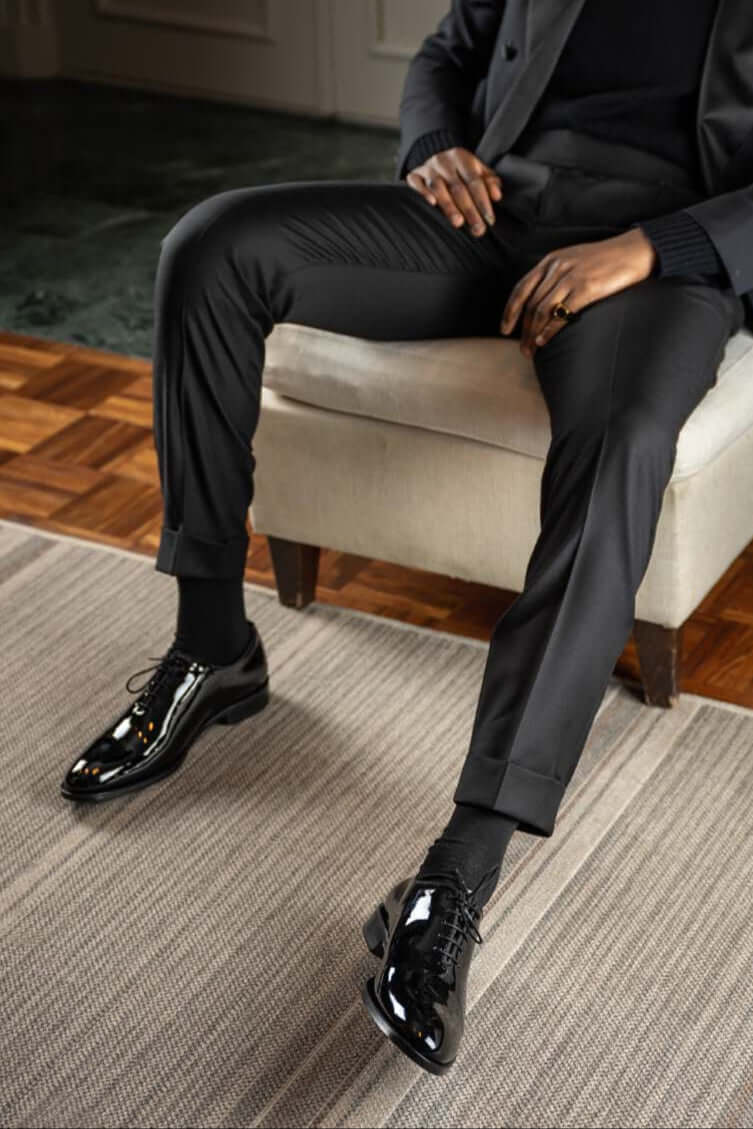 Men's Wholecut Oxford | Black Patent Calf Leather