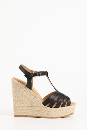 Espadrille Wedge Blanes | Black Nappa Leather