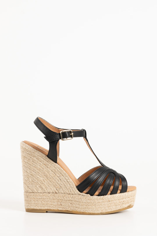 Espadrille Wedge Blanes | Black Nappa Leather