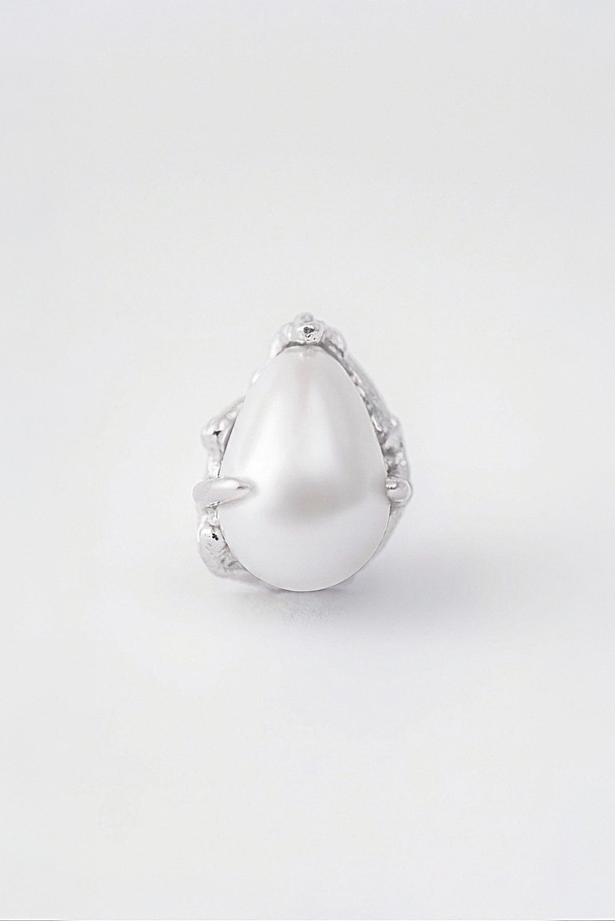 Droplet Pearl Stud Earrings | Sterling Silver
