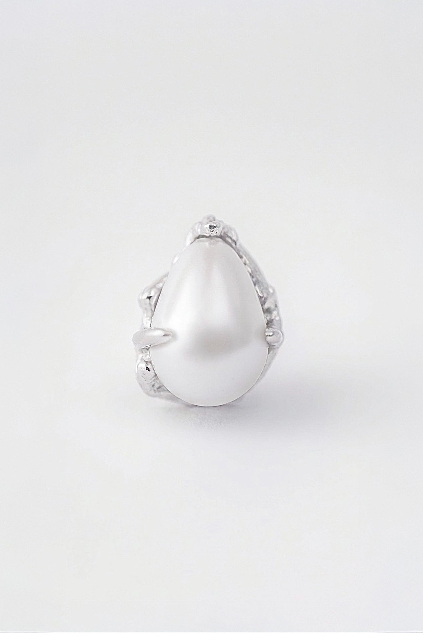 Droplet Pearl Stud Earrings | Sterling Silver