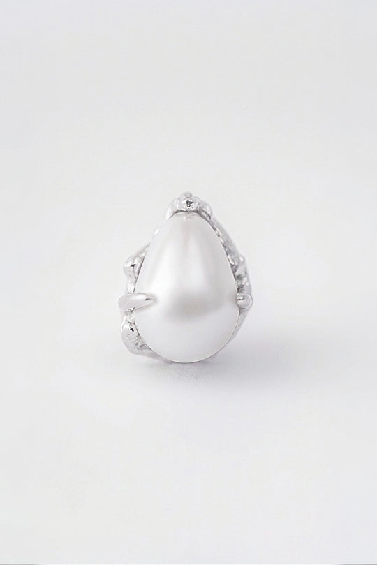 Droplet Pearl Stud Earrings | Sterling Silver