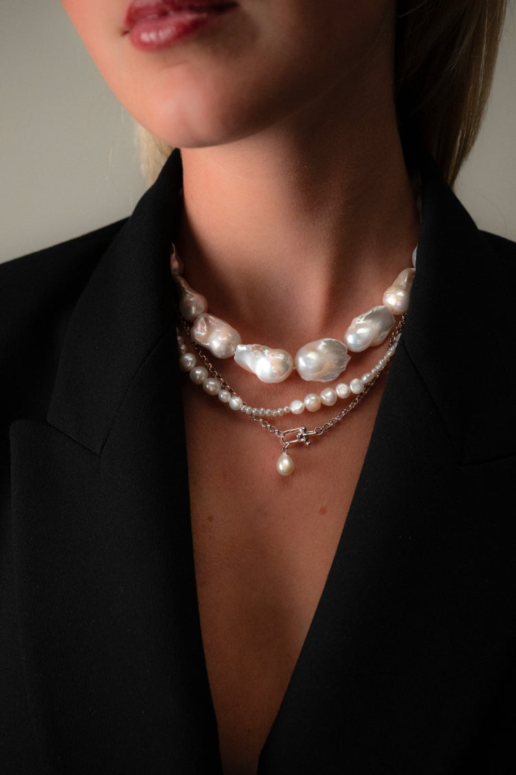 Baroque Pearl Necklace | Sterling Silver