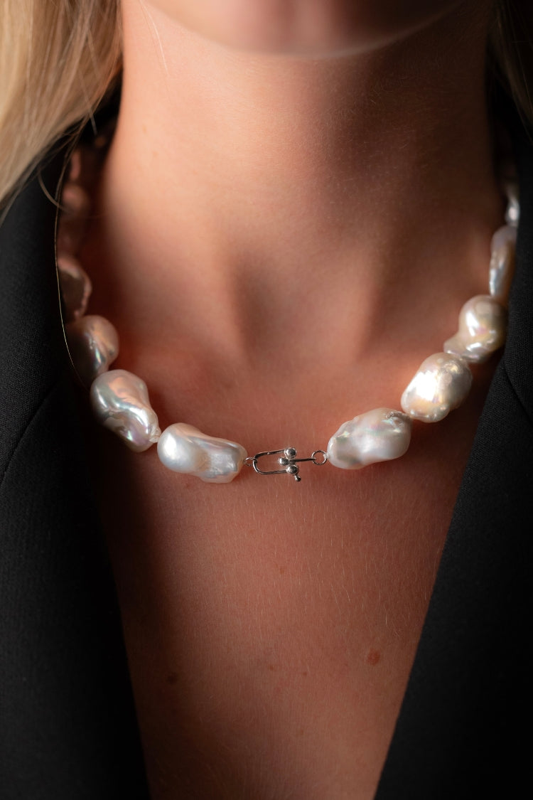 Baroque Pearl Necklace | Sterling Silver