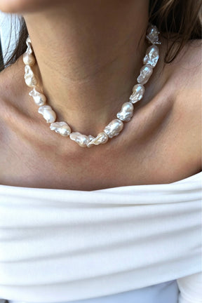 Baroque Pearl Necklace | Sterling Silver