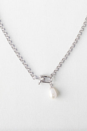 Droplet Pearl Pendant Necklace | Sterling Silver