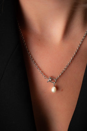 Droplet Pearl Pendant Necklace | Sterling Silver