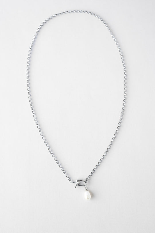Droplet Pearl Pendant Necklace | Sterling Silver