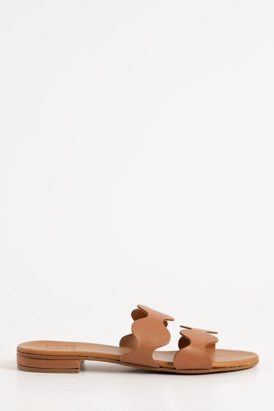 Flat Sandal Wave | Light Brown Calf Leather