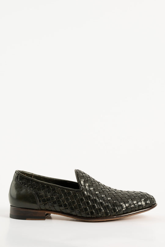 Men's Braided Loafer | Deep Green Buffalo Leather
