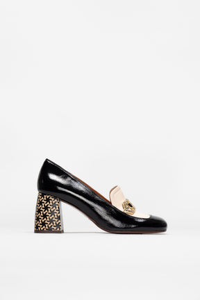 Heeled Loafer Pump Sybro | Black Patent Nappa Leather
