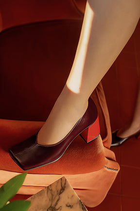 Squared Pump Uranio | Bordeaux Patent Nappa Leather