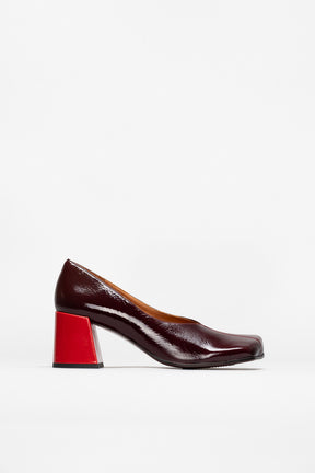 Squared Pump Uranio | Bordeaux Patent Nappa Leather