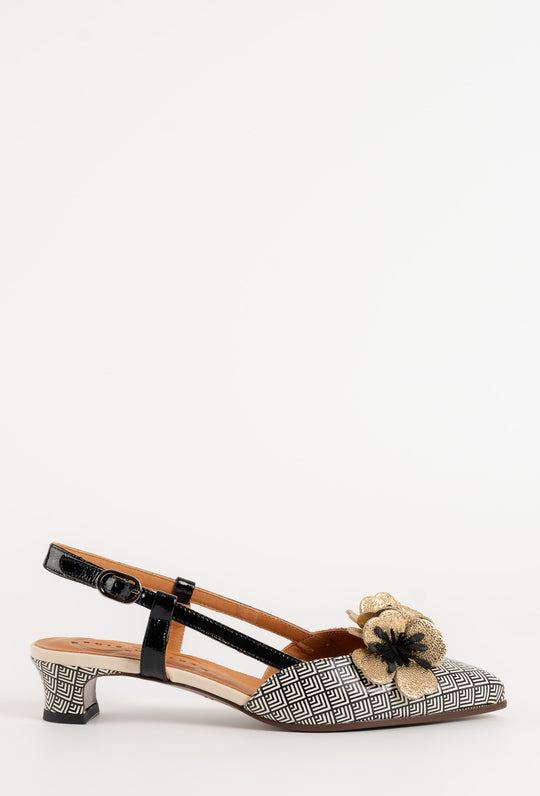 Slingback Pump Hazel | Black & Ivory Calf Leather