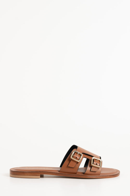 Belted Sandal | Tan Brown Calf Leather