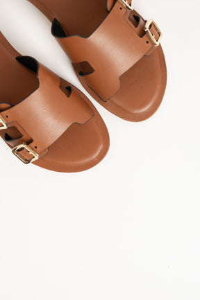 Belted Sandal | Tan Brown Calf Leather