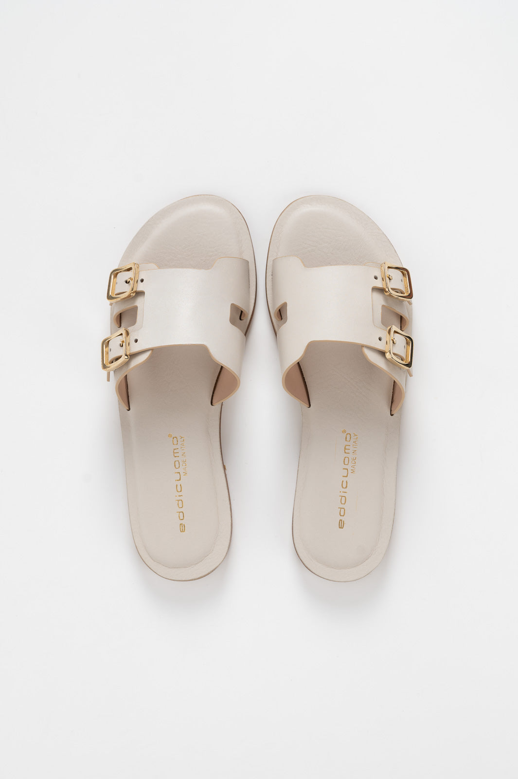 Belted Sandal | Pearl White Calf Leather