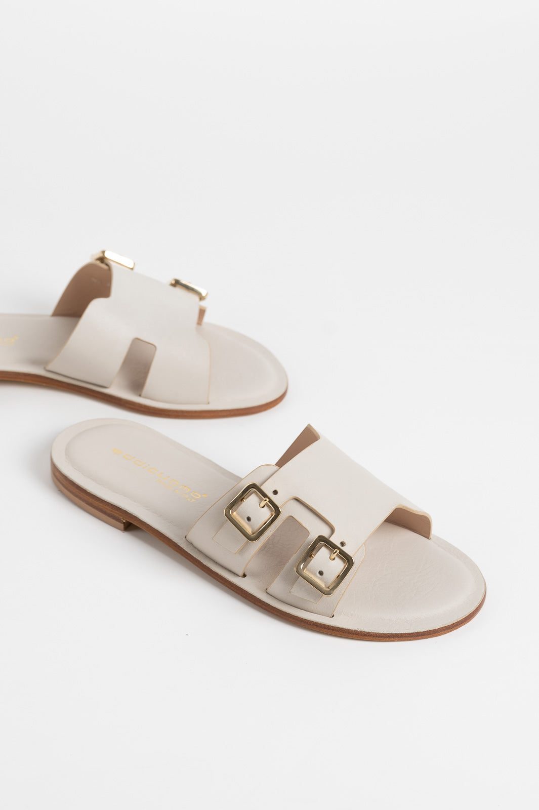 Belted Sandal | Pearl White Calf Leather