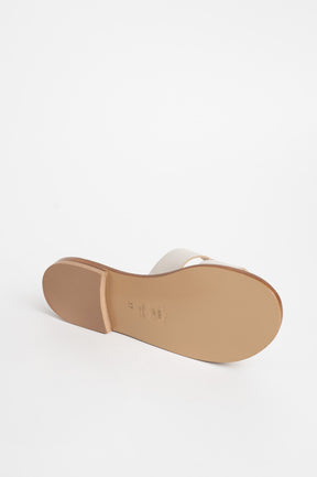Belted Sandal | Pearl White Calf Leather