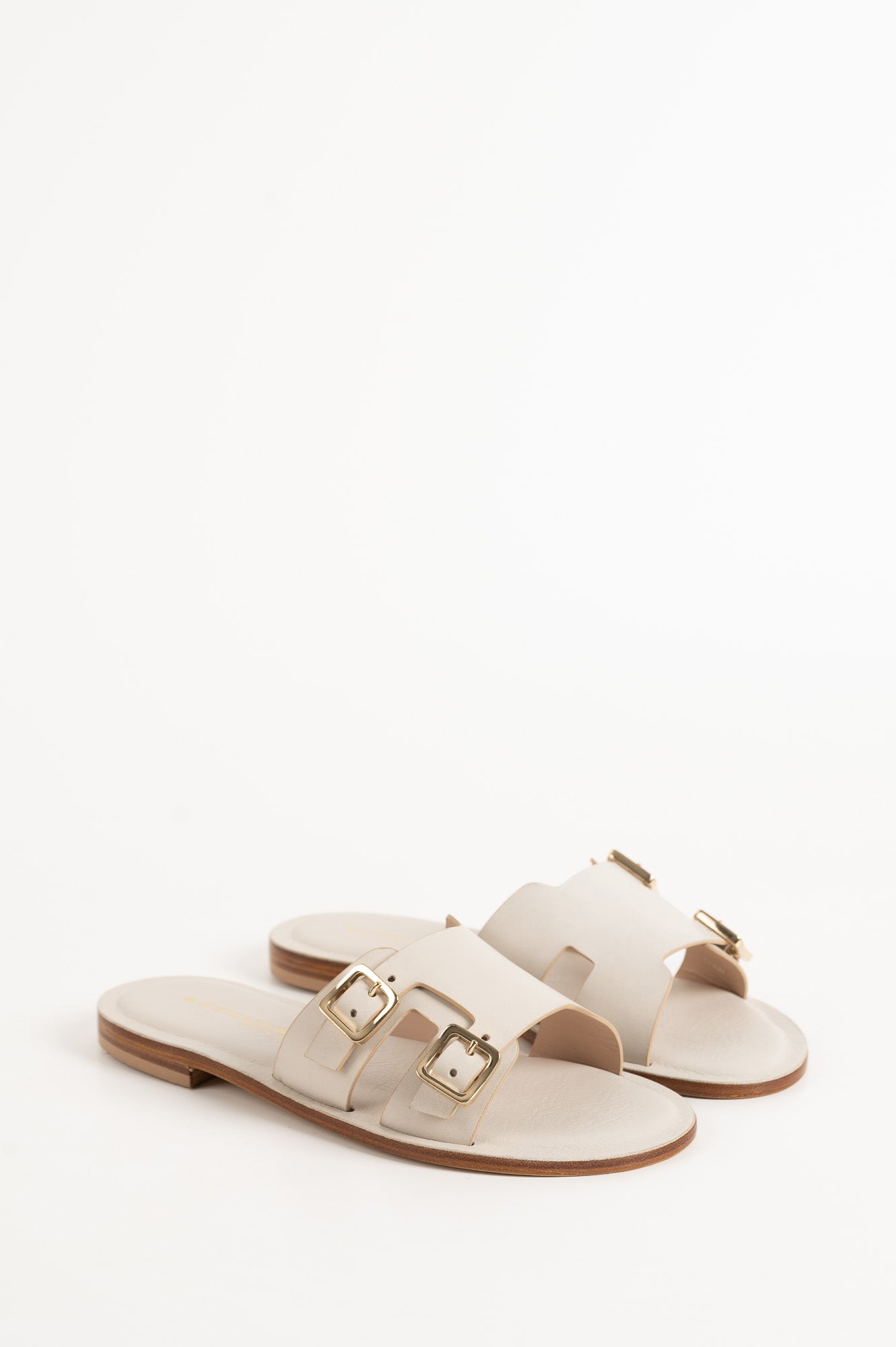 Belted Sandal | Pearl White Calf Leather