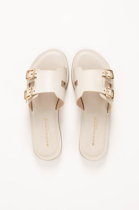 Belted Sandal | Pearl White Calf Leather