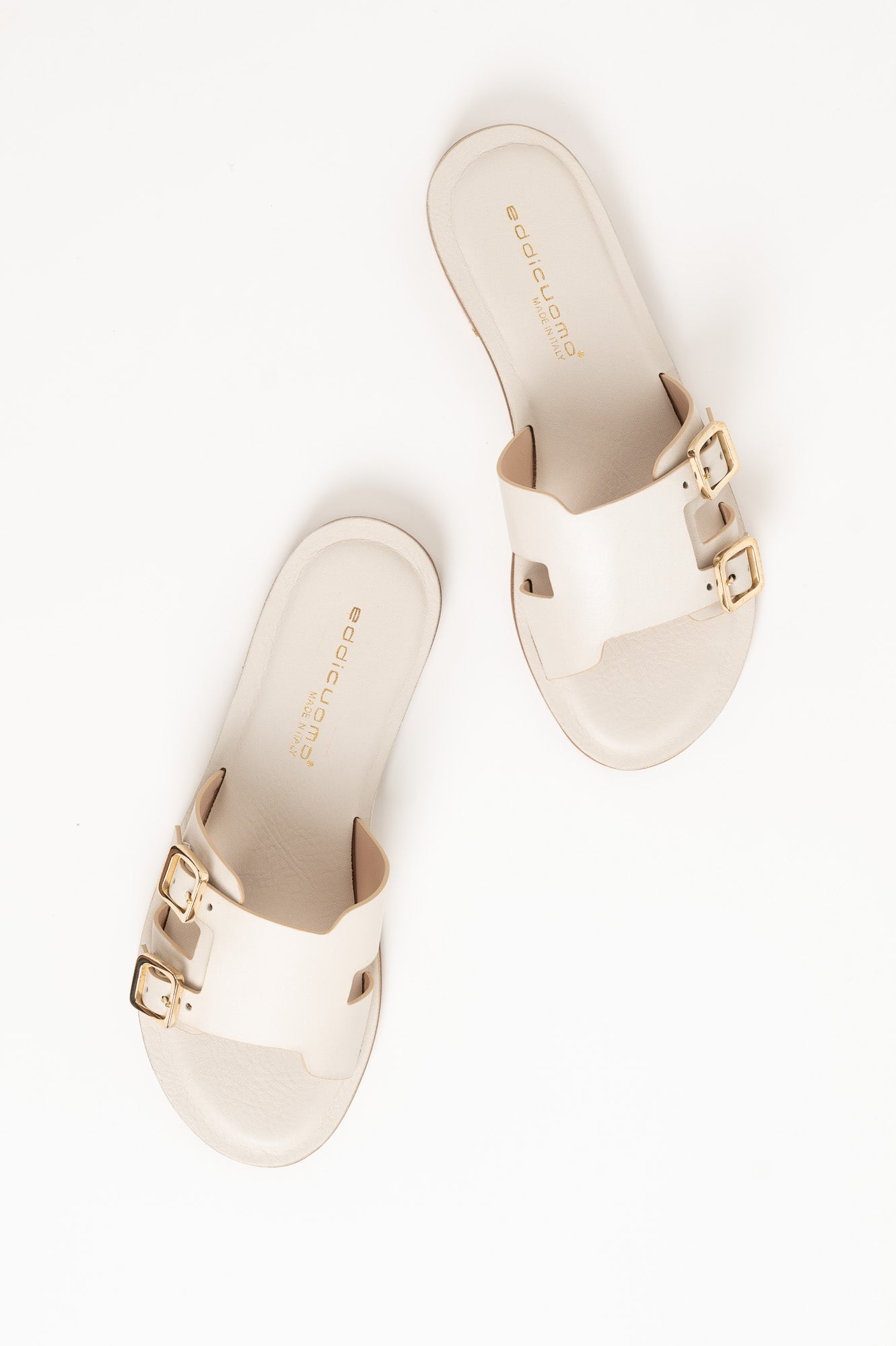 Belted Sandal | Pearl White Calf Leather