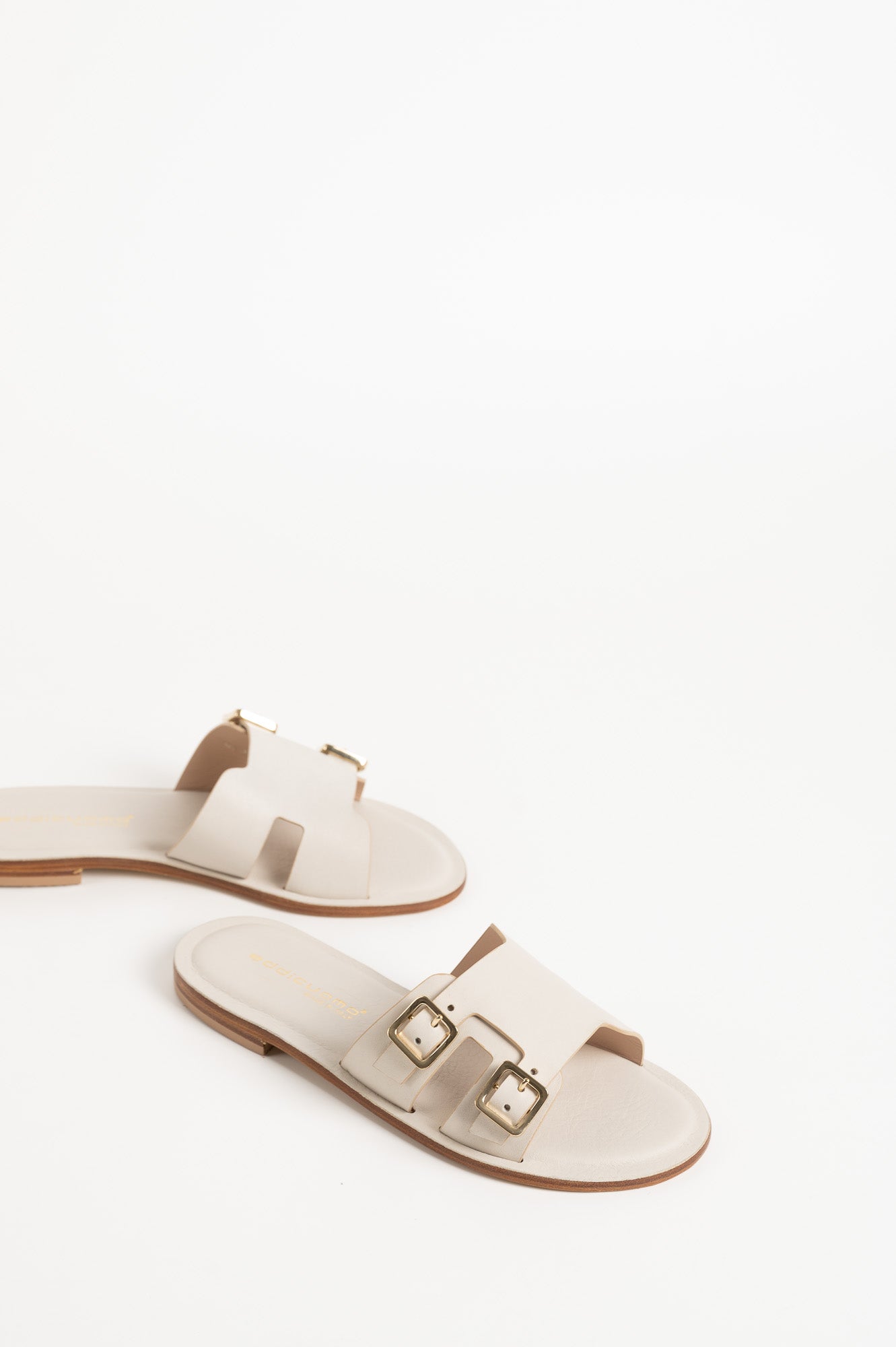Belted Sandal | Pearl White Calf Leather