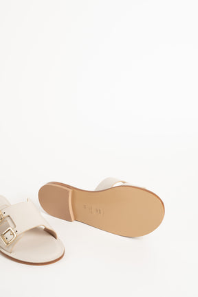 Belted Sandal | Pearl White Calf Leather