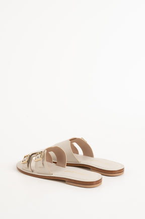 Belted Sandal | Pearl White Calf Leather