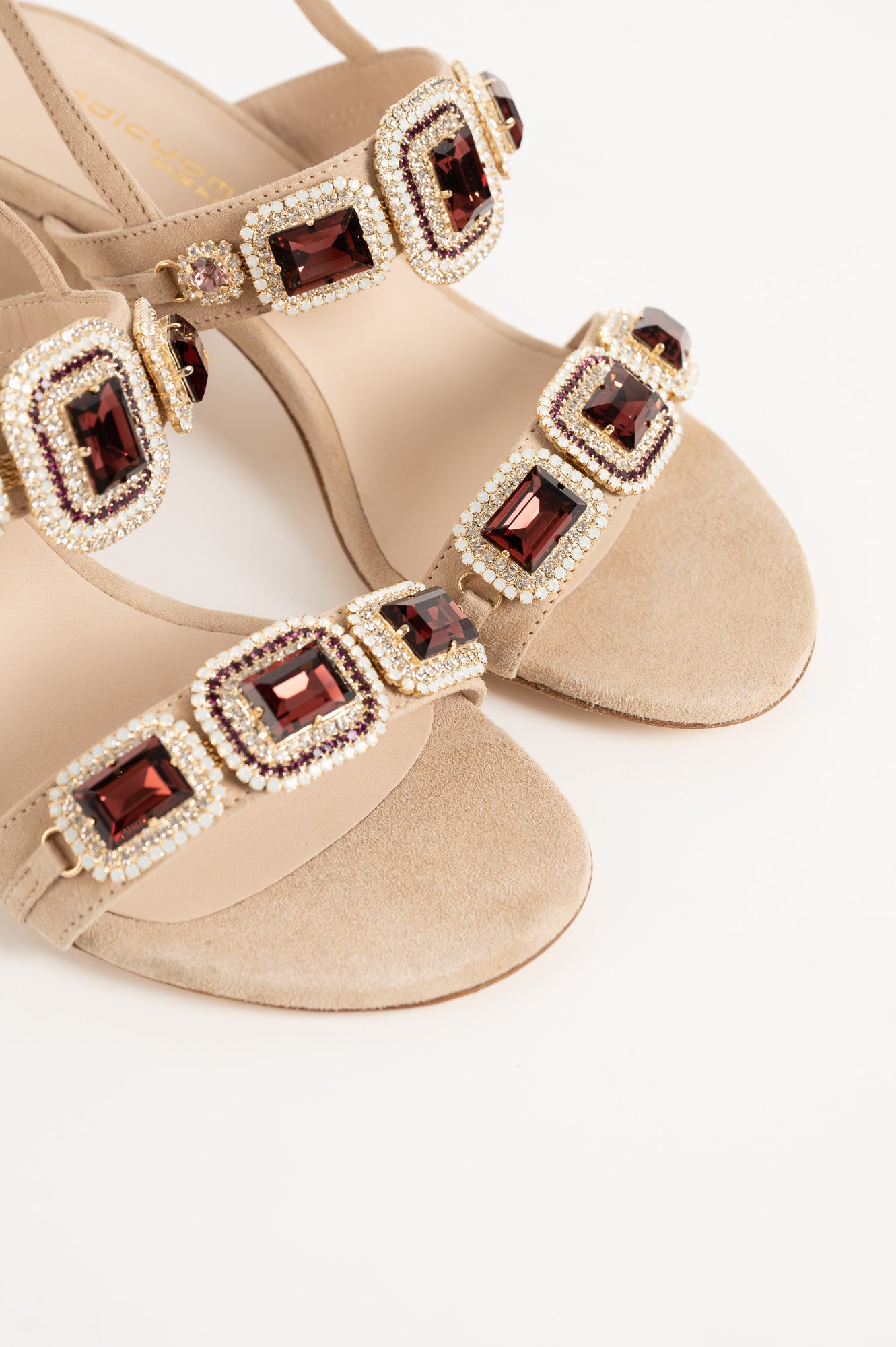 Jeweled Sandal | Sand Beige Suede